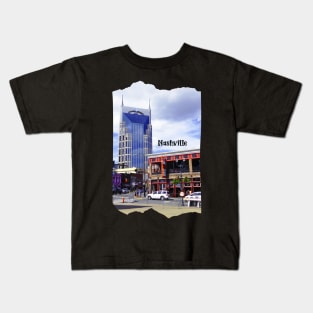 Cool photography of city Nashville Tennessee skyline sunset sky USA city break Kids T-Shirt